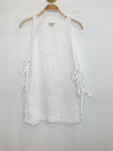 Load image into Gallery viewer, Fish Patterned Eyelet Cotton Sleeveless Beaded Tie-Side Tunic Top
