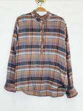 Load image into Gallery viewer, Long Sleeve Plaid Half Button Ruffled Collar Shirt
