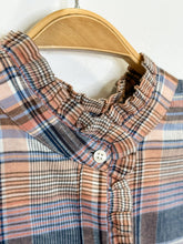 Load image into Gallery viewer, Long Sleeve Plaid Half Button Ruffled Collar Shirt
