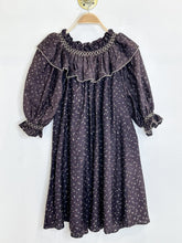 Load image into Gallery viewer, Macy Balloon Sleeve Contrast Embroidered Ruffle Collar Knee Length Dress
