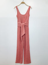 Load image into Gallery viewer, Knit Ribbed Tie Waist Sleeveless Jumpsuit
