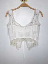 Load image into Gallery viewer, Linen Corset Top with Lace + Ribbon Trim (orig. $250)
