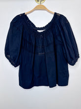 Load image into Gallery viewer, The Sea Glass Cotton Flowy Short Sleeve Peasant Blouse (orig. $350)
