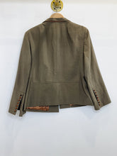 Load image into Gallery viewer, Silk-Cotton-Wool Tailored Open Jacket with Latticed Leather Pocket Details
