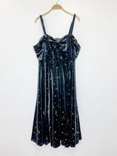 Load image into Gallery viewer, Velvet Spaghetti Strap Midi Dress with Metallic Stars
