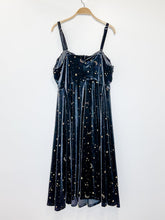 Load image into Gallery viewer, Velvet Spaghetti Strap Midi Dress with Metallic Stars
