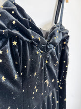 Load image into Gallery viewer, Velvet Spaghetti Strap Midi Dress with Metallic Stars
