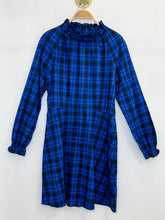 Load image into Gallery viewer, Cotton Long Sleeve Plaid Knee Length Dress with Smocked Neck
