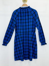 Load image into Gallery viewer, Cotton Long Sleeve Plaid Knee Length Dress with Smocked Neck
