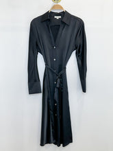 Load image into Gallery viewer, Satin Long Sleeve Button Front Midi Shirt Dress with Tie Belt (orig. $425)

