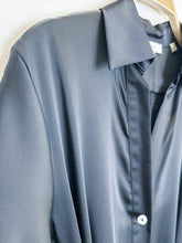 Load image into Gallery viewer, Satin Long Sleeve Button Front Midi Shirt Dress with Tie Belt (orig. $425)
