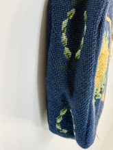 Load image into Gallery viewer, Vintage Needlepoint Handbag with Lucite Handle + Trojan Motif
