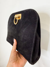 Load image into Gallery viewer, Suede Gancini Clutch (AS IS: chain shoulder strap missing)

