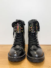 Load image into Gallery viewer, Stoop Rainbow Crystal Croc Embossed Leather Combat Boots (NEW, orig. $300)
