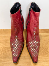 Load image into Gallery viewer, Italian Leather High Heel Ankle Boots with Crystal + Stud Embellishments

