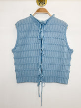 Load image into Gallery viewer, Sparkly Wavy Knit Sleeveless Top with Back Ties
