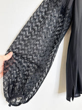 Load image into Gallery viewer, Silk Long Sleeve Blouse with Chevron Lace Panels (NWT, orig. $548)
