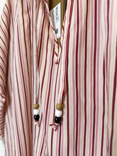 Load image into Gallery viewer, Balloon Sleeve Striped Blouse with Beaded Ties (NWT, orig. $248)
