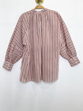 Load image into Gallery viewer, Balloon Sleeve Striped Blouse with Beaded Ties (NWT, orig. $248)

