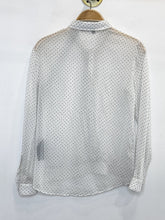 Load image into Gallery viewer, Sheer Polka Dot Long Sleeve Button Front Blouse with Ruffled Placard (orig. $235)
