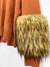 Load image into Gallery viewer, Wool-Cashmere V-Neck Sweater with Faux Fur Cuffs (orig. $525)
