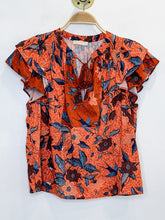 Load image into Gallery viewer, Jules Short Flutter Sleeve Floral + Bird Print Blouse
