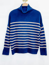 Load image into Gallery viewer, Cashmere Roll Neck Striped Sweater
