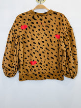 Load image into Gallery viewer, Leopard + Kiss Print Puff Sleeve Sweatshirt
