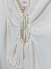 Load image into Gallery viewer, Silk Long Sleeve Shirred Waist Keyhole Blouse
