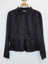 Load image into Gallery viewer, Glorio Foil Print Long Sleeve Button Up Shirt with Peplum (orig. $245)

