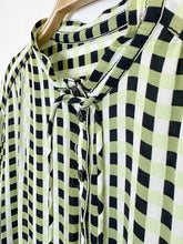 Load image into Gallery viewer, Plaid Tie Neck Long Sleeve Button Up Blouse (orig. $890)
