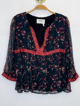 Load image into Gallery viewer, Floral Half Sleeve Peasant Blouse

