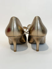 Load image into Gallery viewer, Leather Open Toe Kitten Heels with Bows (orig $695)
