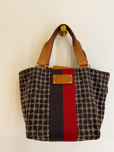 Load image into Gallery viewer, Vintage Shape Patterned Canvas Handbag with Leather
