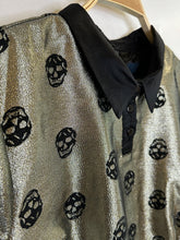 Load image into Gallery viewer, Metallic Short Sleeve Collared Dress with Skull Print
