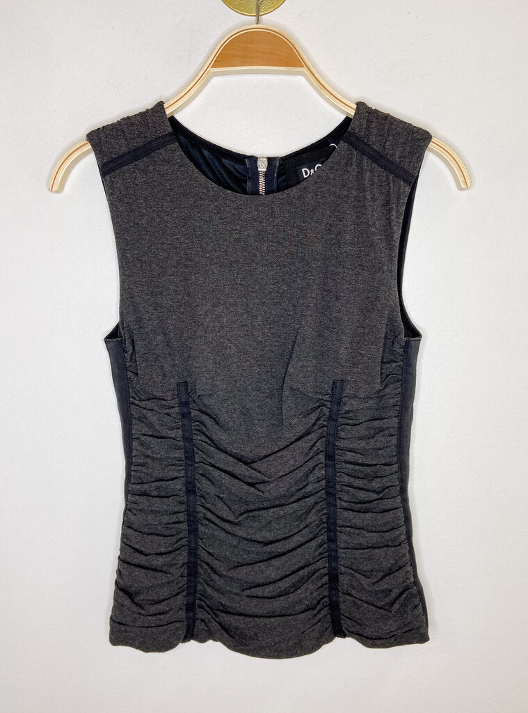 Sleeveless Ruched Top with Boning on Bodice