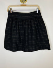 Load image into Gallery viewer, Structured Pleated Mini Skirt with Mesh Overlay and Sequins at Hem
