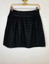 Load image into Gallery viewer, Structured Pleated Mini Skirt with Mesh Overlay and Sequins at Hem
