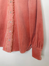 Load image into Gallery viewer, Corduroy Blouse with Lace Trim
